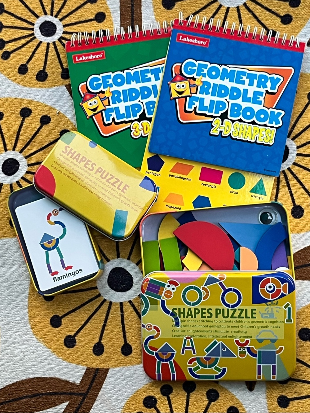 Lakeshore Learning Geometry Riddle Flip Books 3D & 2D Shapes Puzzle Educational